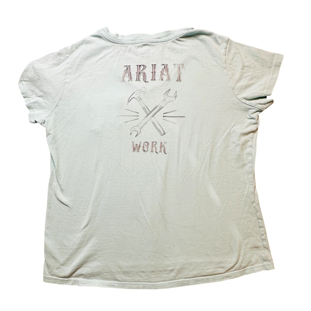 Ariat Rebar Shirt Womens XL Mint Green Wrench Graphic Work V Neck Tee 10039206